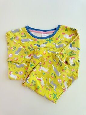 Mini Boden Yellow Horse Pony Ponies Garden Floral Pajamas GIRLS 11Y 11